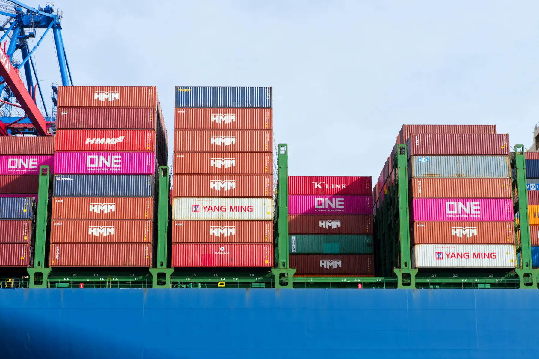 Shipping containers stacked on a cargo ship