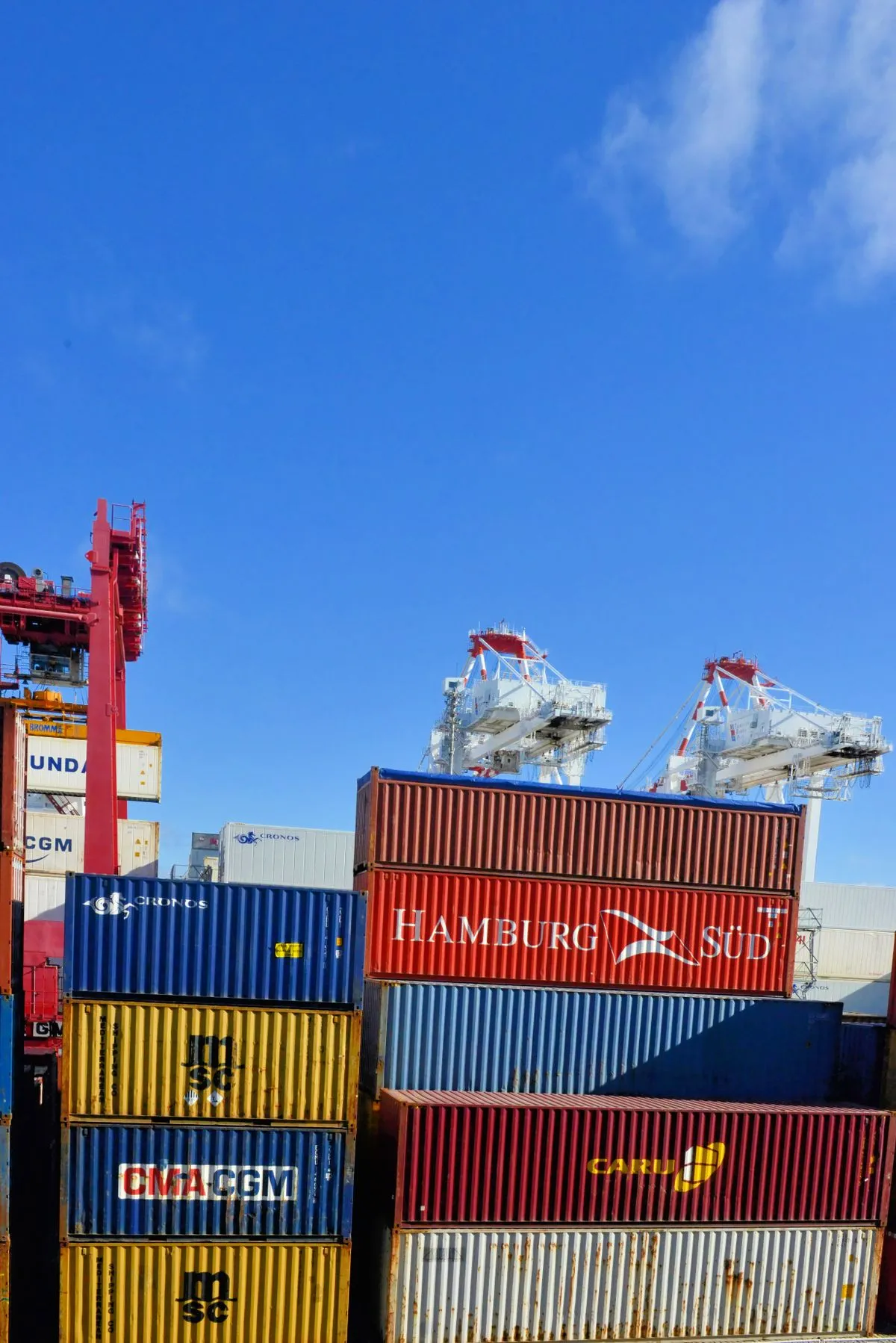 Cargo ship loaded with shipping containers at port